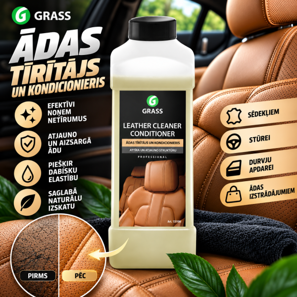 Ādas tīrītājs – kondicionieris Leather Cleaner Conditioner 1L GRASS