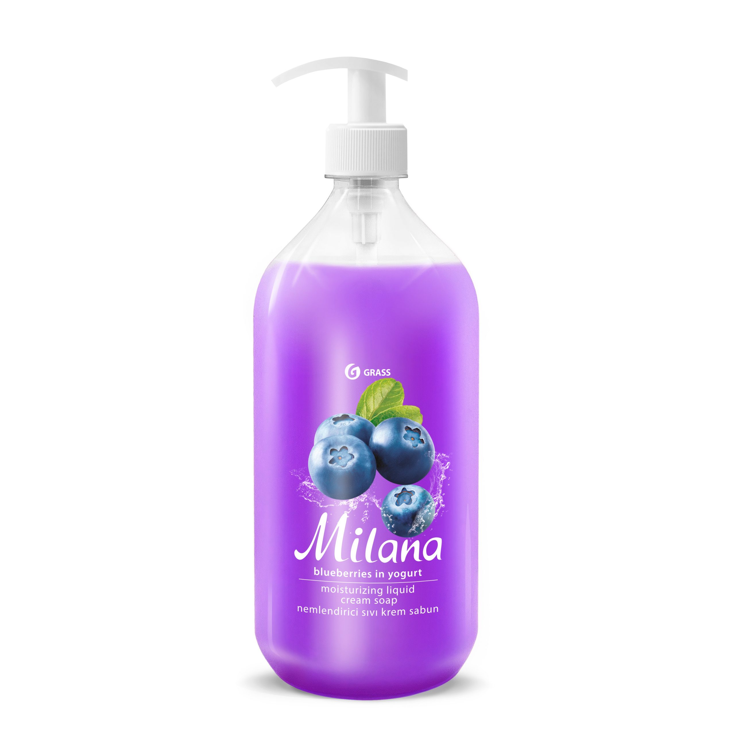 Skystas rankų muilas Milana mėlynės jogurte 1000 ml
