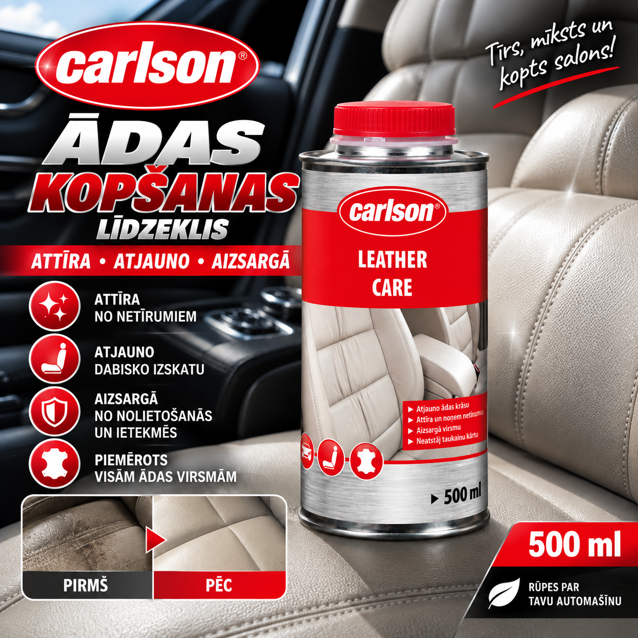 Carlson Leather Care 500 ml – ādas kopšanas līdzeklis