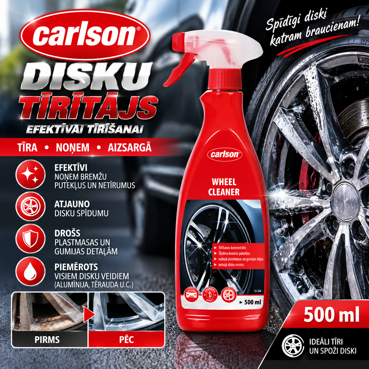 Disku tīrītājs Wheel Cleaner 500 ml Carlson