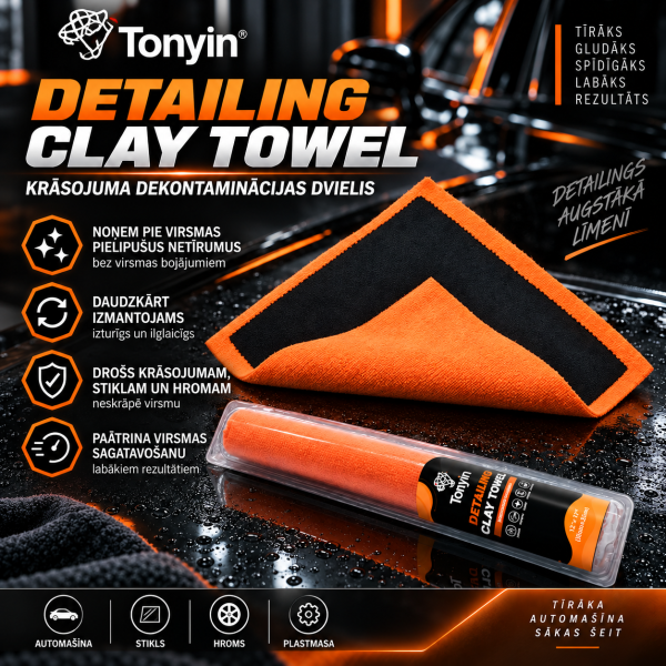 Auto virsbūves tīrīšanas dvielis noturīgu netīrumu noņemšanai Detailing CLAY Towel TONYIN