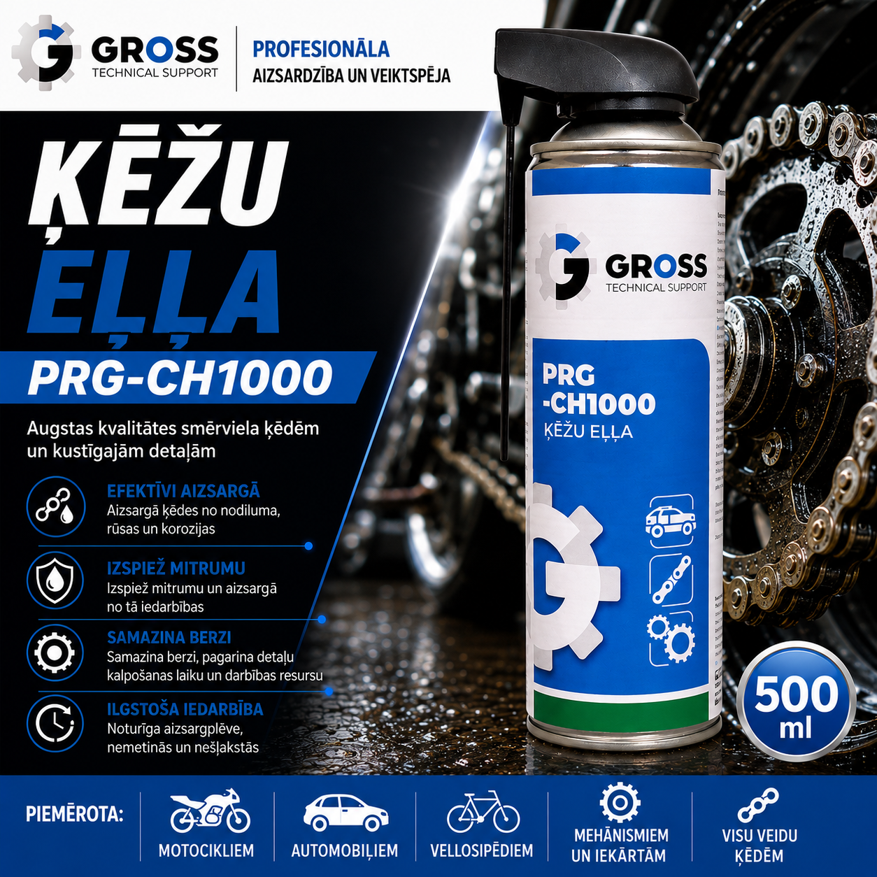 Kēžu smērviela PRG-CH1000 500 ml GROSS