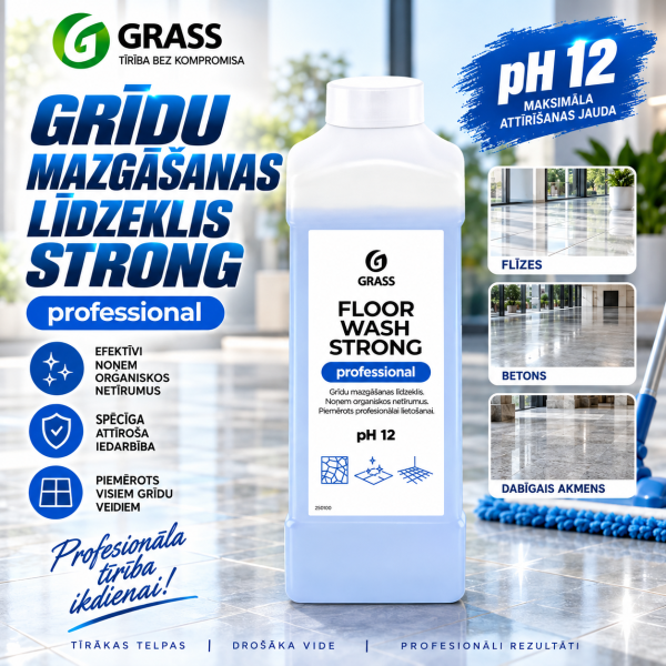 līdzeklis grīdu mazgāšanai FLOOR WASH STRONG 1L GRASS