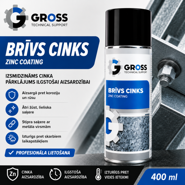 Izsmidzināms cinka pretkorozijas pārklājums JASNY CYNK – ZINC COATING 400 ml GROSS