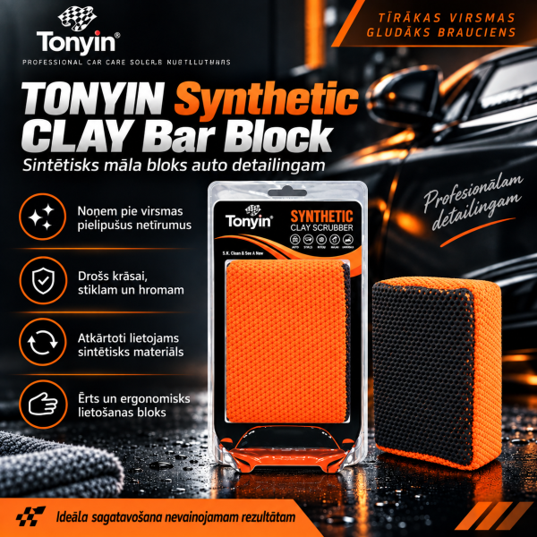 Sintētisks auto virsmu tīrīšanas bloks Synthetic CLAY Bar Block 12,5 × 9,5 × 4 cm TONYIN